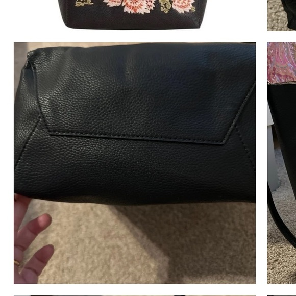 MANFO Floral Embroidered Black Tote Bag - Picture 3 of 7